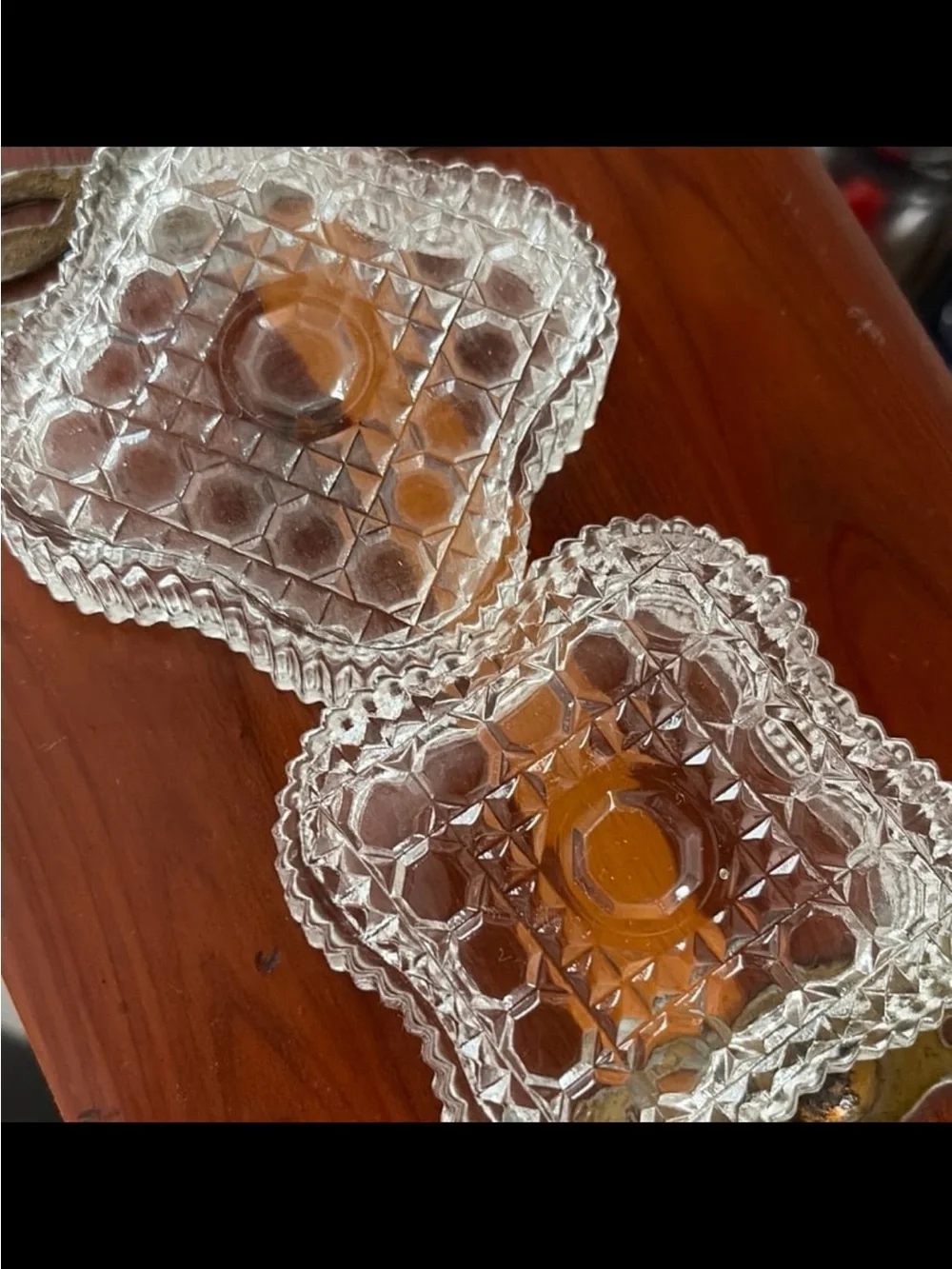 Clear Ribbed Glass Vanity /jewelry Tray - Stacked Decorative trinket box